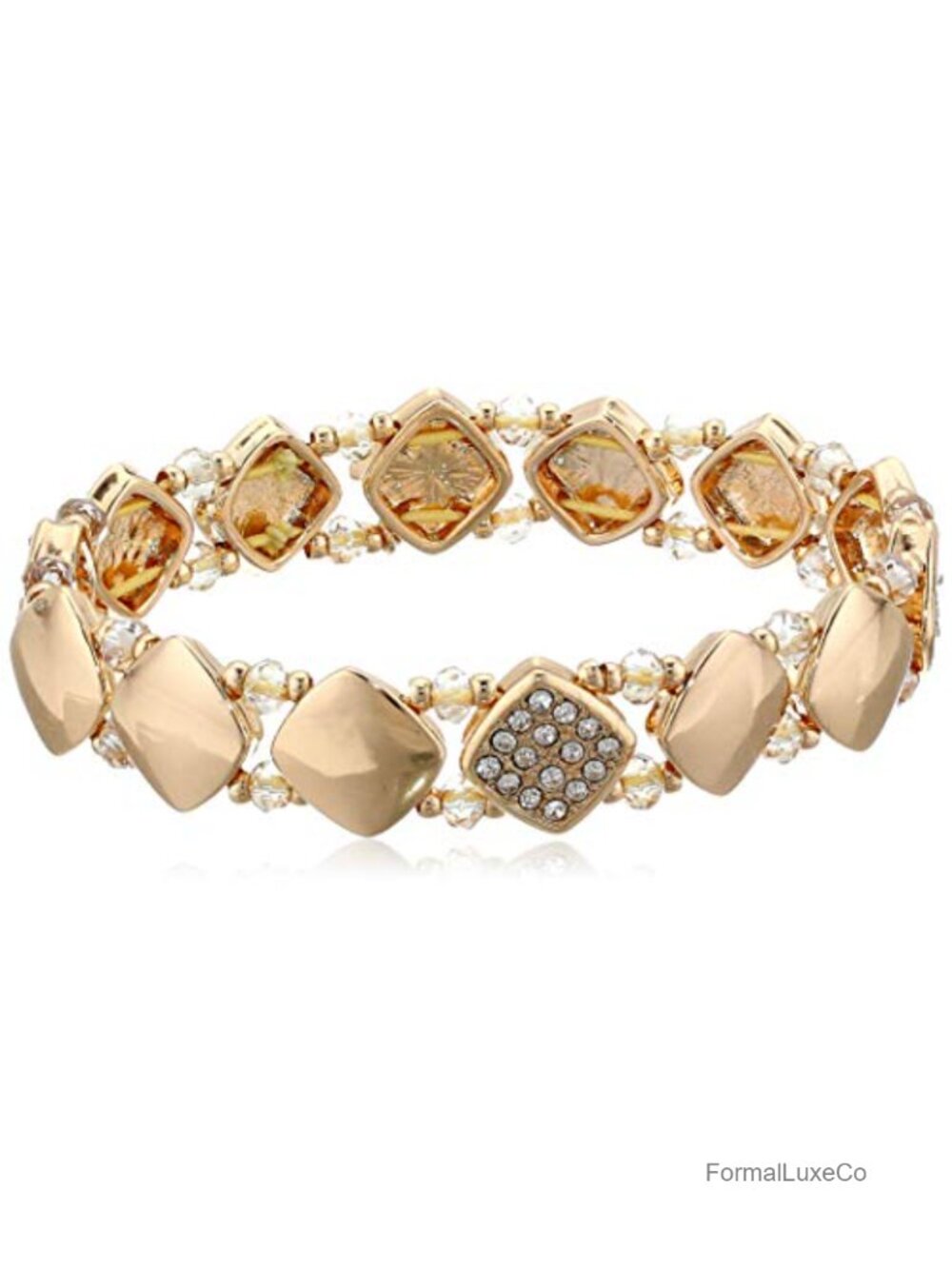 Stretch Bangle Bracelet, Layered Stackable Fashion Jewelry, Gold Tone Plated